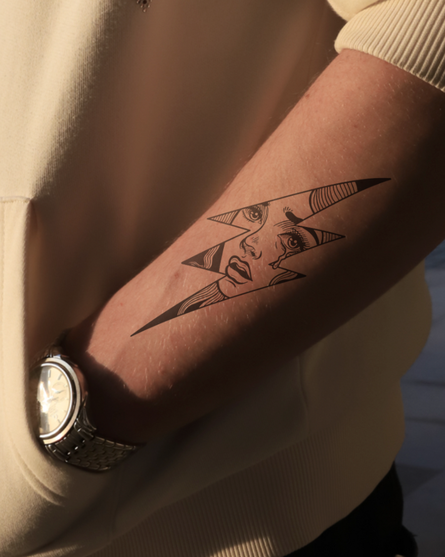 Widzę buzie w tym piorunie - Tatuaż tymczasowy Jagua 12x8