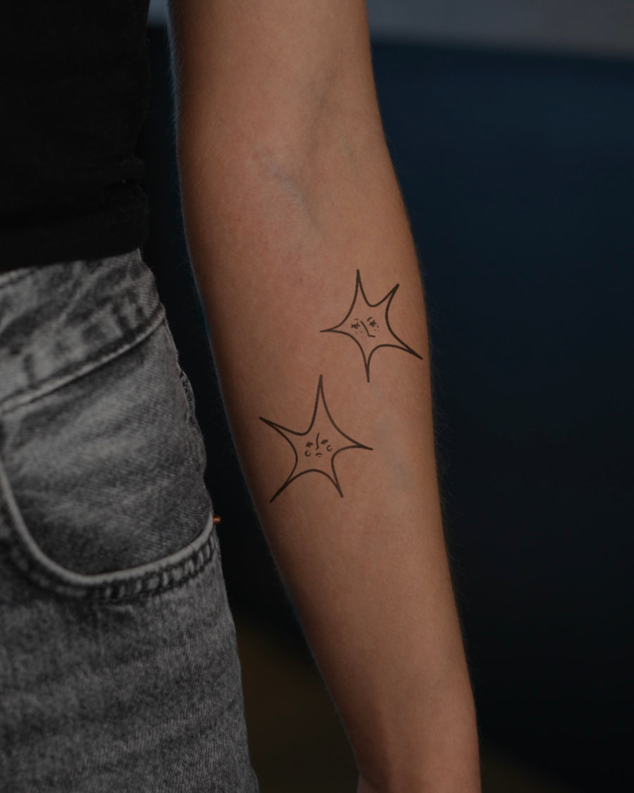 Dwie gwiazdy - Tatuaż tymczasowy Jagua 8x8