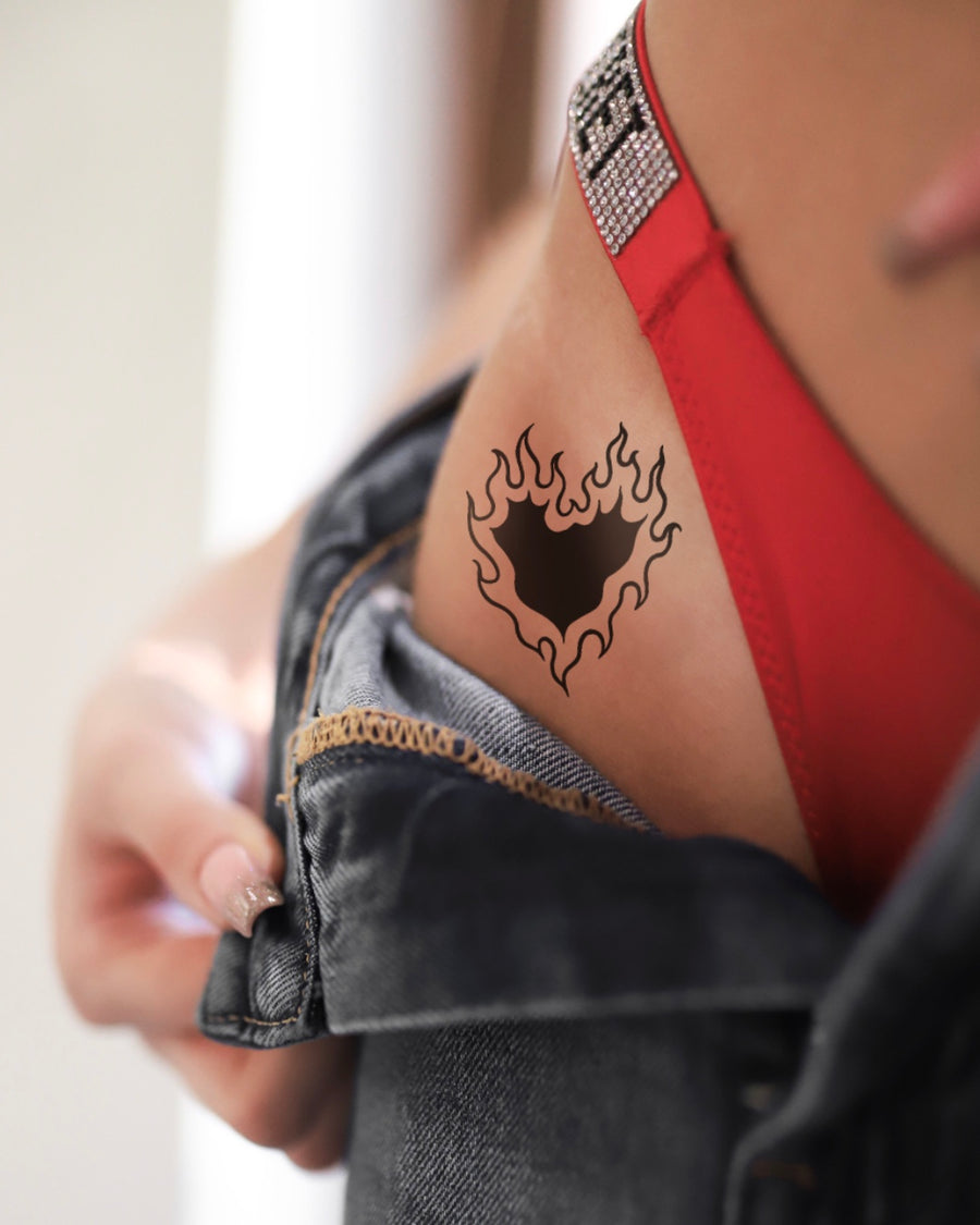 Flaming heart - Tatuaż tymczasowy Jagua 8x8